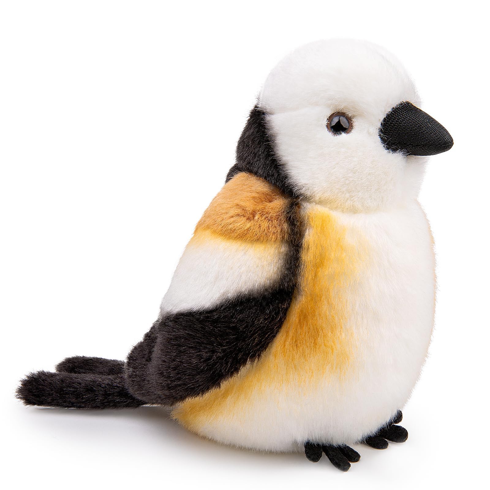 lilizzhoumax Northern Long-tailed Tit Plush Toy, 14cm Realistic Shima Enaga Stuffed Animal, Cute Soft White Bird Plushie Doll, Lifelike Wild Gift for Bird Watchers Kids Girls