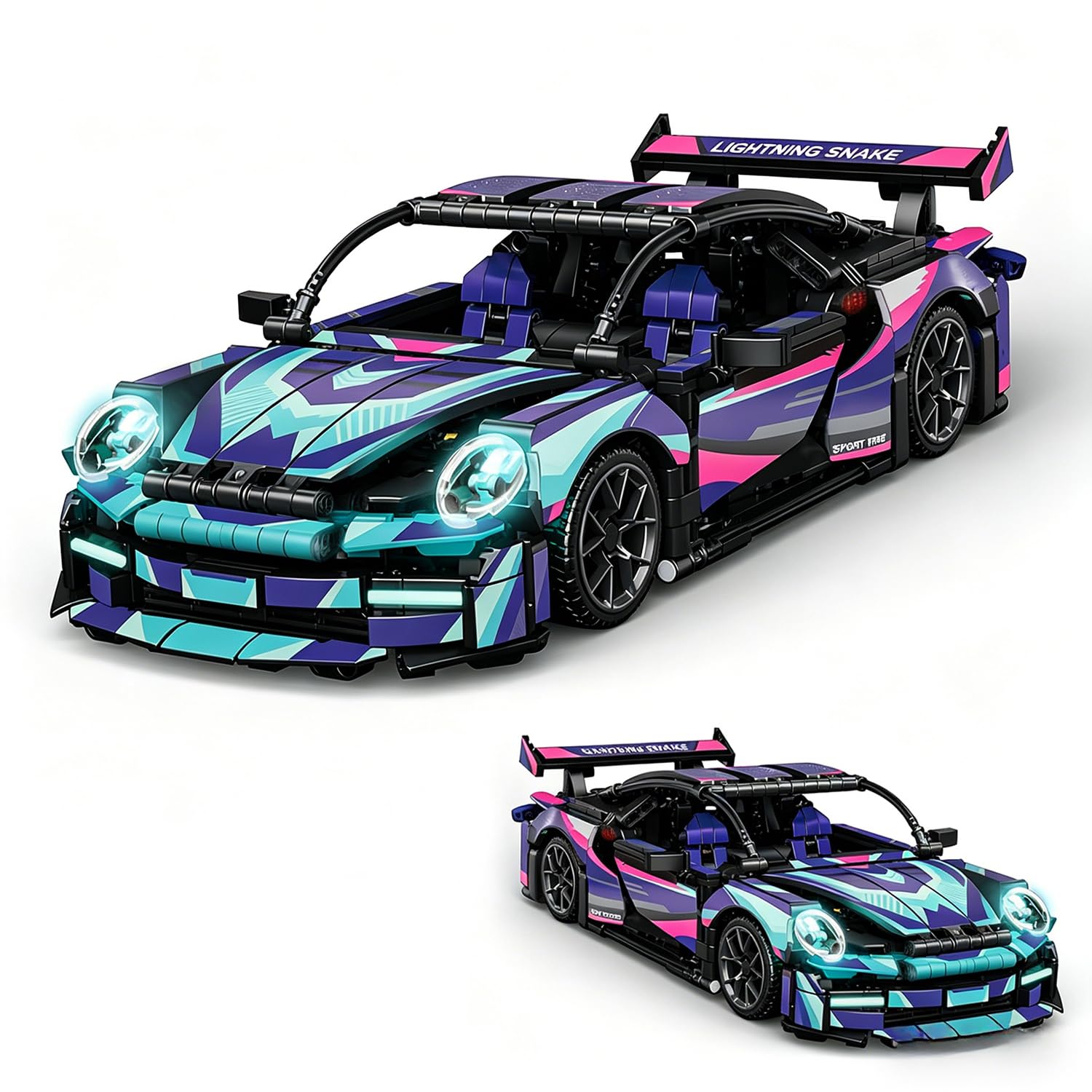 Minxtech Technik Voiture Sport Blocs Ensemble, 1114 Pièces Course Construction Jeu de Maquettes, 1:14 Ensemble de Construction de Voiture de Course, Cadeau Jouet pour Ados et Adultes