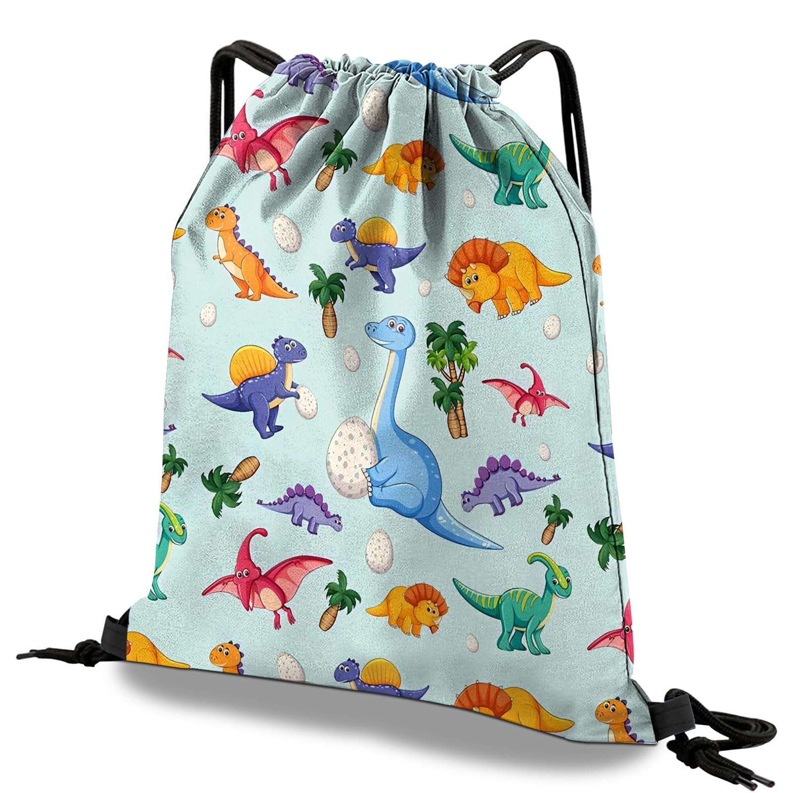 Deokke Drawstring Backpack Draw String Bag Waterproof for Sports Gym Beach Travel Cute Aesthetic Sackpack Men Women (13"×17") (S4-Dinosaur) — image 1