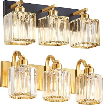 Modern Crystal Bathroom Vanity Light 3-Lights Wall Light Bathroom Vanity Light Fixtures