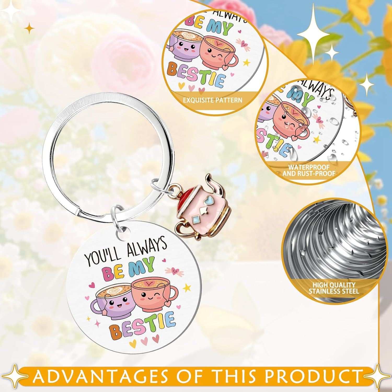 Work Besties Gifts for Women Funny Best Friend Coworker Keychain,BFF Friendship Boss Leaving Christmas Gifts - Image 3