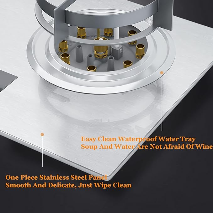 Estufa de Gas Empotrable 2 Puestos 75 cm con Timer y Protección miniatura 6