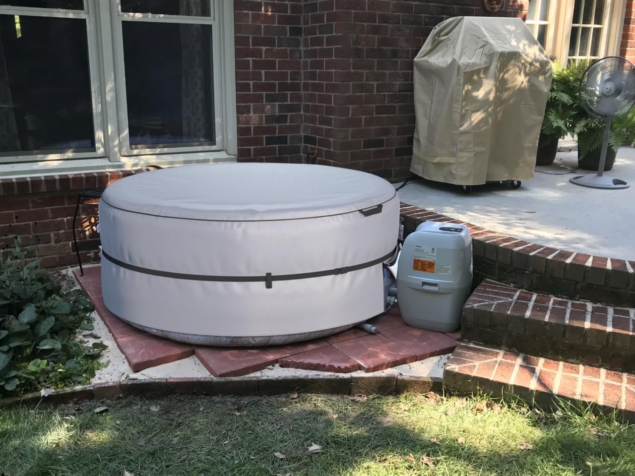 XCZ Hot tub Cover, Full Cover, Suitable for 71in Inflatable hot tub or Equivalent Size spa, Round, Gray (Cover only)