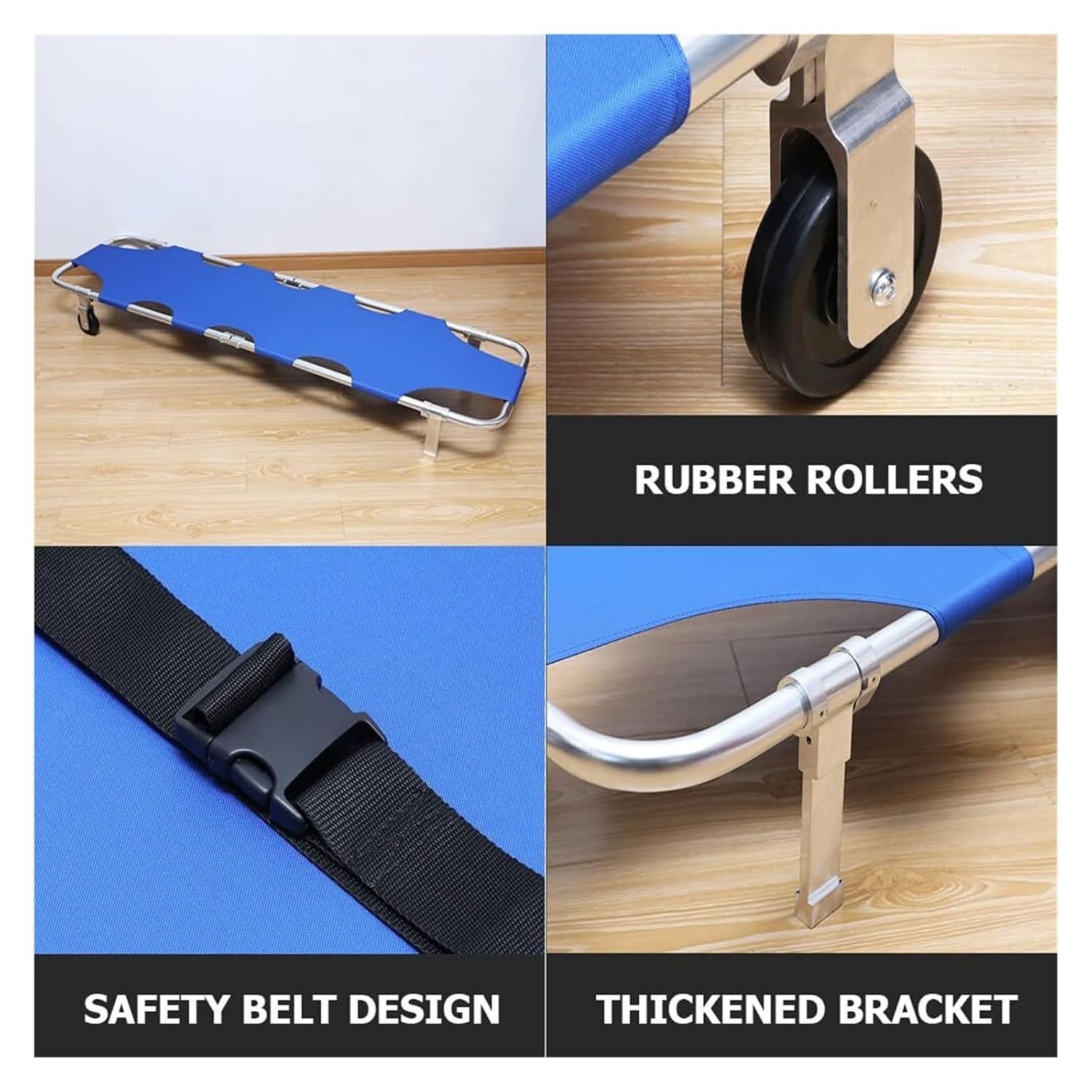 Portable Folding Stretcher with Wheels | Lightweight Aluminum Frame, Compact Foldable Design, Holds 350 lbs for Home and Medical Transport