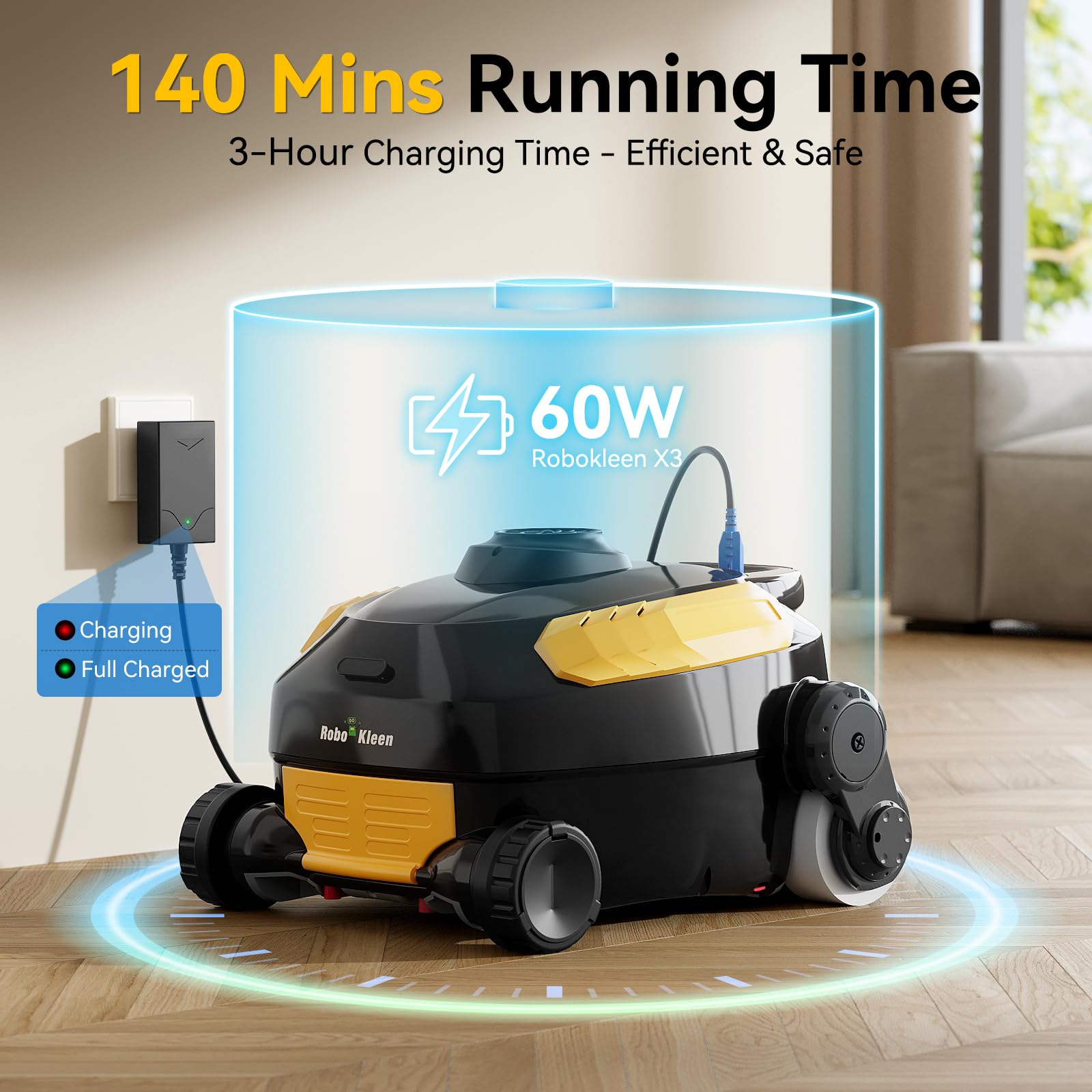 Robot nettoyeur de piscine sans fil, escalade murale, durée de vie de la batterie prolongée, grande capacité de 0,8 m³, double moteur avancé, aspirateur de piscine automatique X3 pour piscines