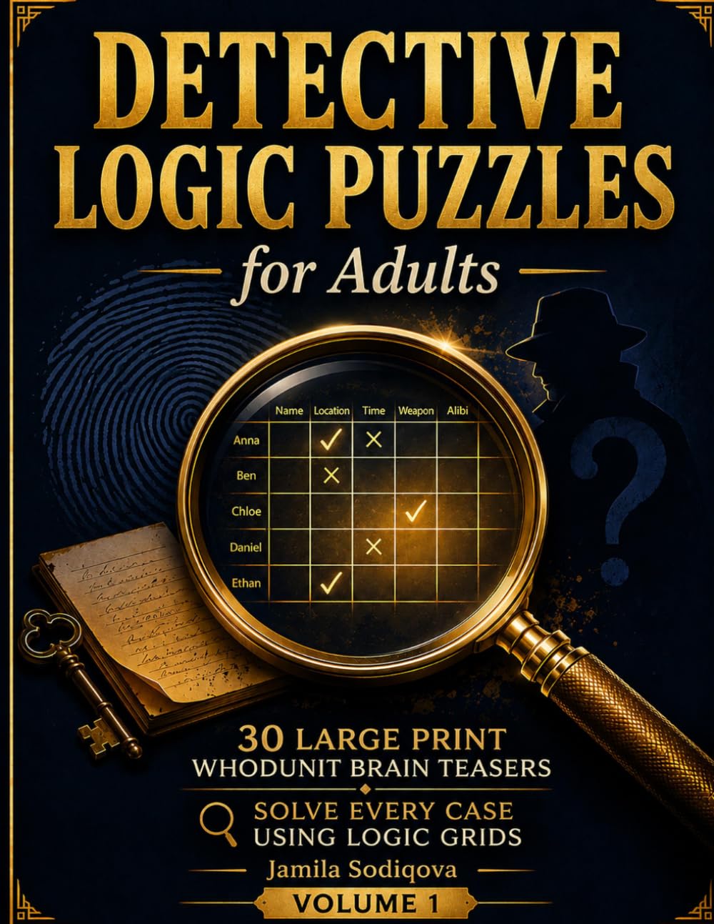 Detective Logic Puzzles for Adults: 30 Large Print Whodunit Brain Teasers to Solve Every Case Using Logic Grids