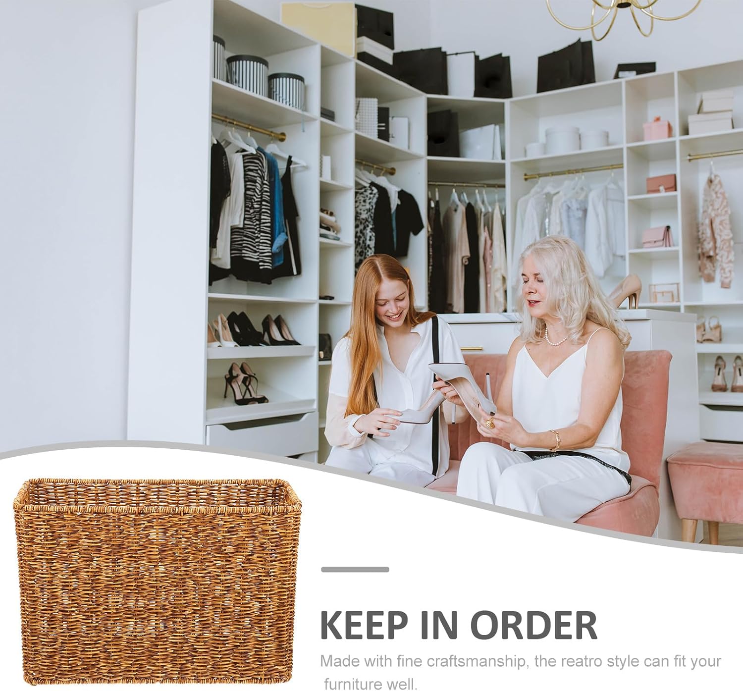 Rectangular Woven Storage Basket Multi-purpose Sundries Organizing Basket Desktop Magazine Holder Home Storage Container Deep Coffee Color