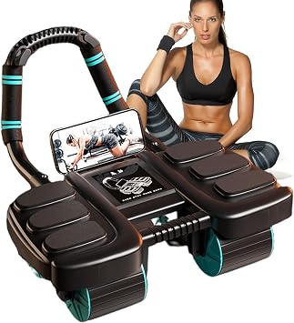 Ab Roller Wheel Automatic Rebound Anti-Slip Wear-Resistant Abdominal Core | Healthy Belly Wheel Phone Holder, for Home Outdoor