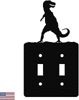 Vista 7 de Cubierta de Interruptor de Luz de Acero Americano, Cubierta de Enchufe con Decoración de Dinosaurio, Cuerpo de Tiranosaurio T-Rex, Interruptor