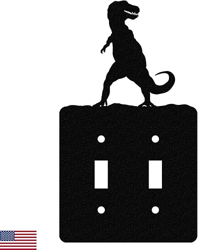 Miniatura 7 de Cubierta de Interruptor de Luz de Acero Americano, Cubierta de Enchufe con Decoración de Dinosaurio, Cuerpo de Tiranosaurio T-Rex, Interruptor