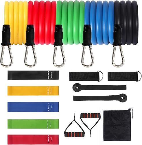 Miniatura 1 de Juego de bandas de resistencia de erzhiata (17 unidades), bandas de entrenamiento, 5 bandas de ejercicio, 5 bandas de resistencia de bucle, 2