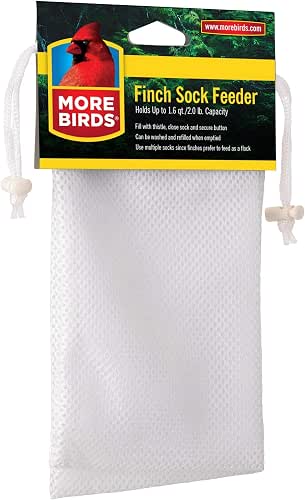 More Birds Finch Sock Bird Feeder, Nyjer or Thistle Seed,