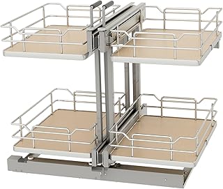 REV-A-SHELF Steel Two-Tier Pullout Solid Bottom Organizer for Blind Corn...