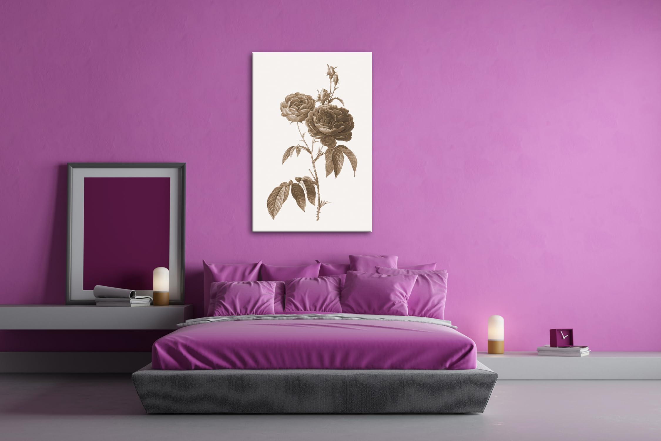 deyoli Obraz na płótnie delikatne płatki róż, klasycznie ilustrowane naturalnym pięknem format: 100 x 70 cm XXL druk artystyczny obraz na blejtramie/obraz ścienny/dekoracja salonu
