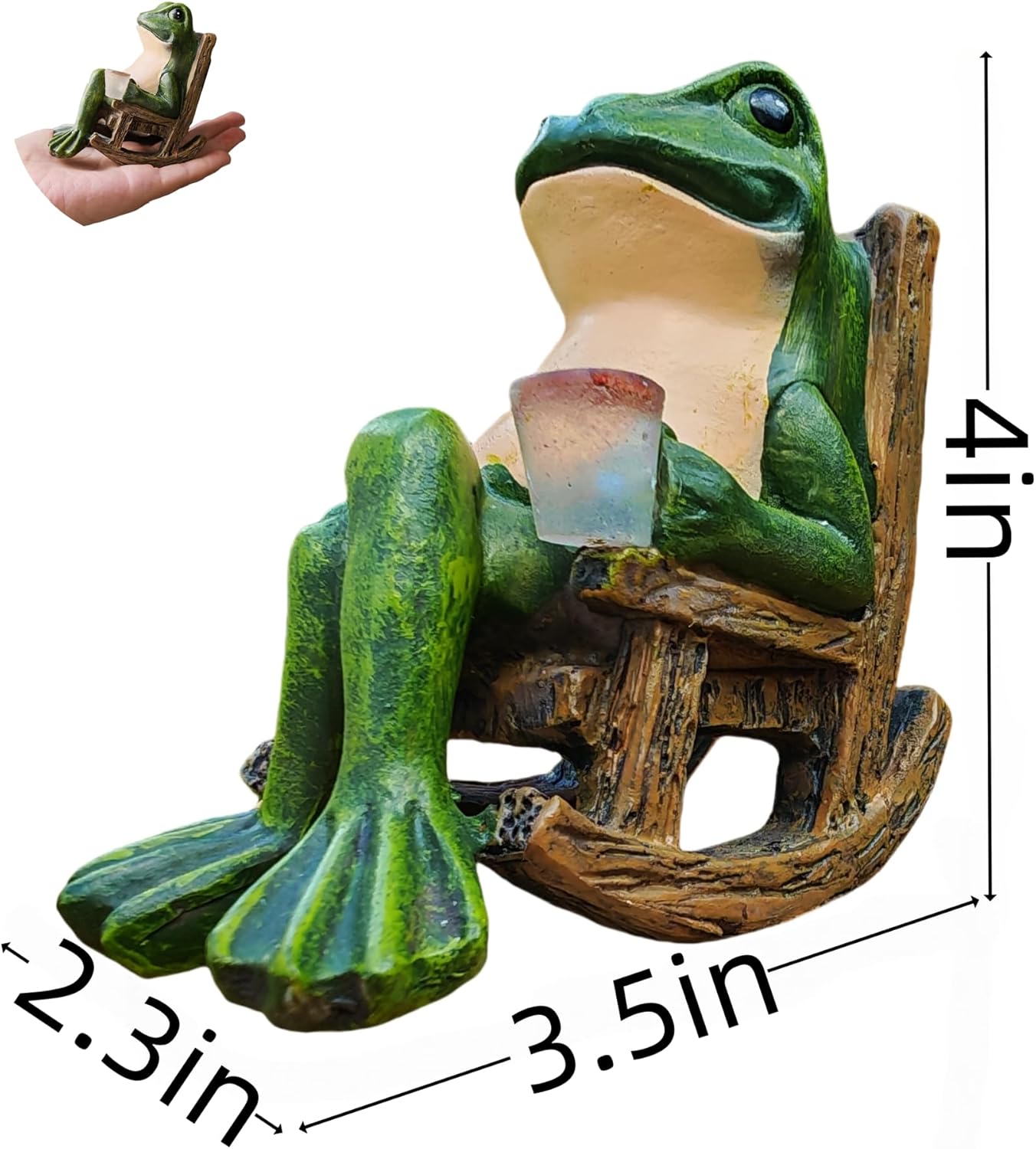 Miniature Frog Garden Statue Outdoor Decorations Figurine Light Fairy Garden Accessories Solar Frog Decor Art for Yard, Lawn,Balcony, Unique - Image 2