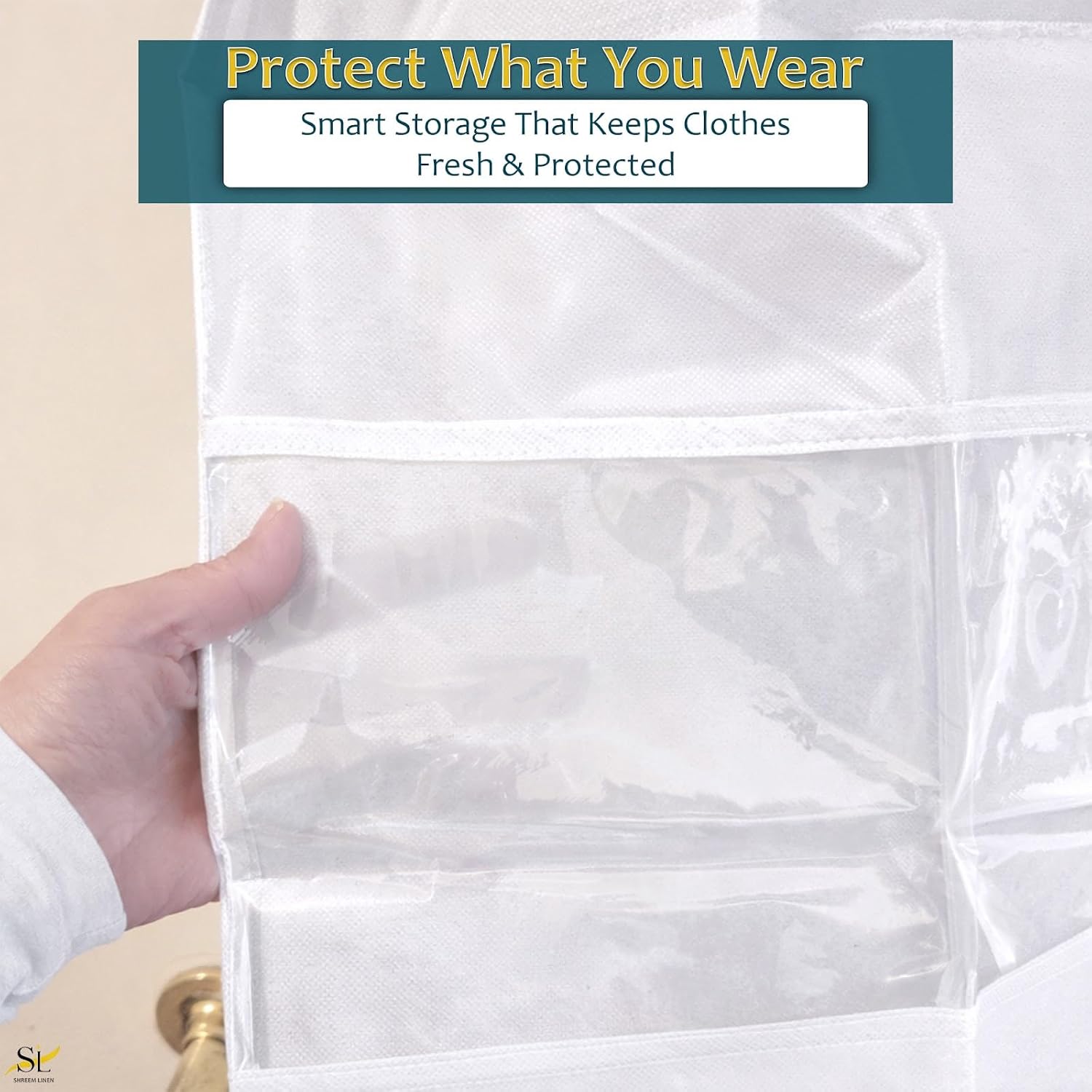 43" Garment Bags for Hanging Clothes, Pack of 3 Suit & Dress Covers for Storage and Travel, Long Gown Bags with Zipper, Classic White