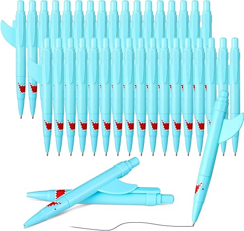 Sinmoe Bolígrafos con forma de tiburón para niños, lindos y divertidos bolígrafos de plástico a granel novedosos bolígrafos de tiburón para fiesta
