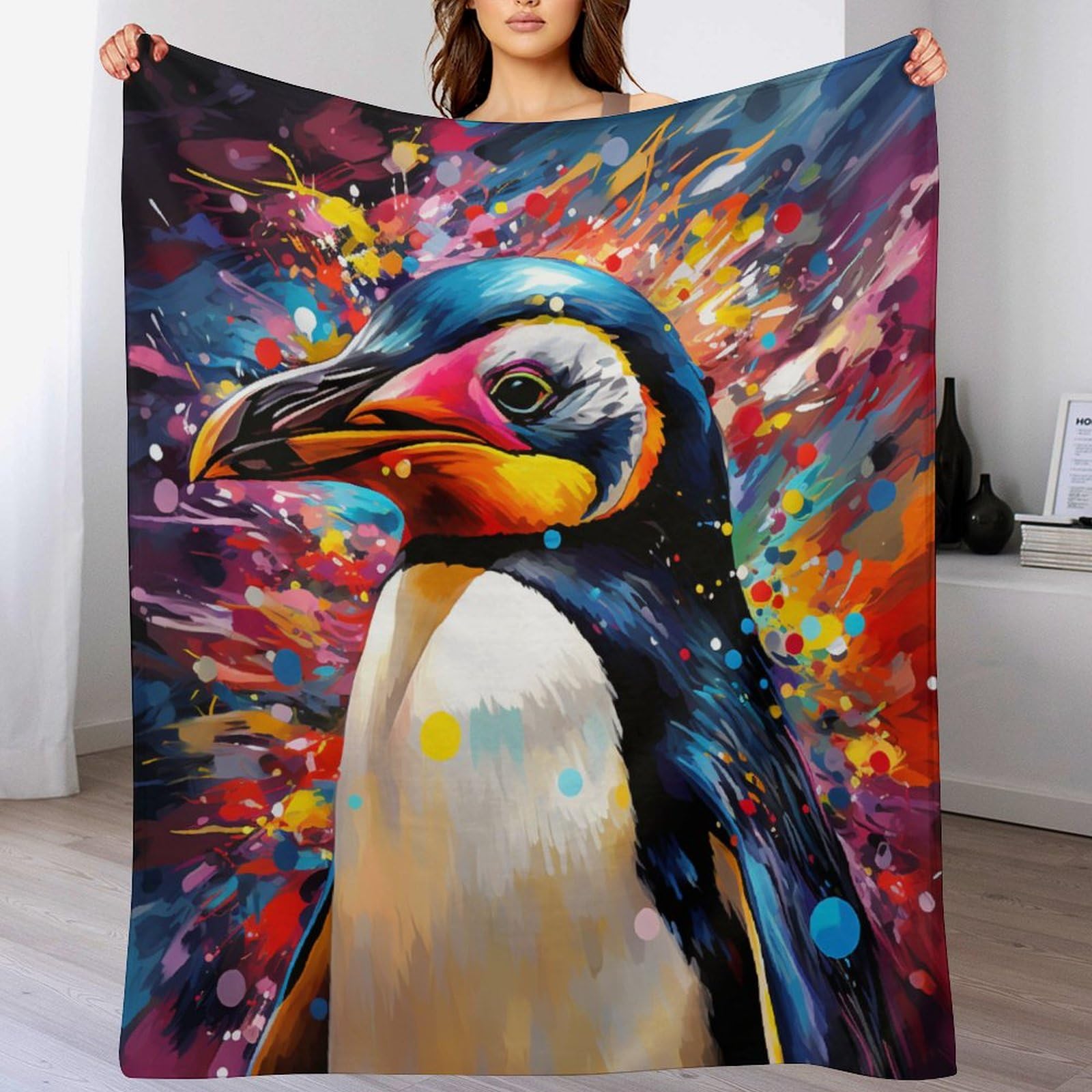 Manta de pingüino suave para tardes de sofá y películas en casa