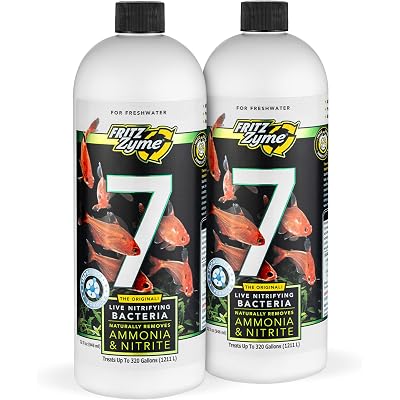 Fritz Aquatics FritzZyme 7 Live Nitrifying Bacteria Naturally Removes Amonia & Nitrite for Freshwater Fish (32-Ounce | 2-Pack)