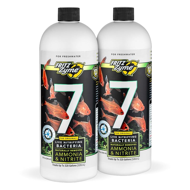 Bactérias Nitrificantes Líquidas Fritz Aquatics FritzZyme 7 para Aquário de Água Doce e Salobra, 2 Frascos de 960 mL