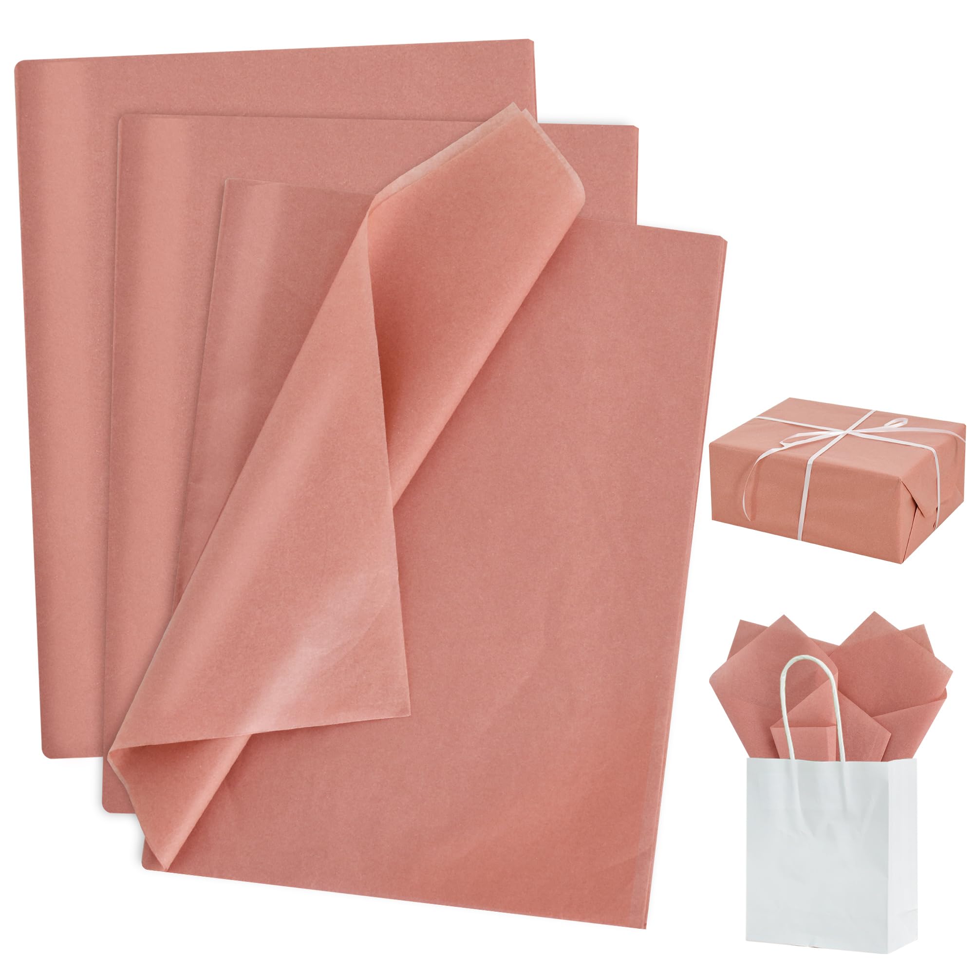 BEISHIDA 100 Sheets Cinnamon Tissue Paper Bulk, Wrapping Tissue Paper for Gift Bags, 14 x 20 Inch Gift Wrap for Birthday Wedding Graduation DIY Crafts Holiday Flowers