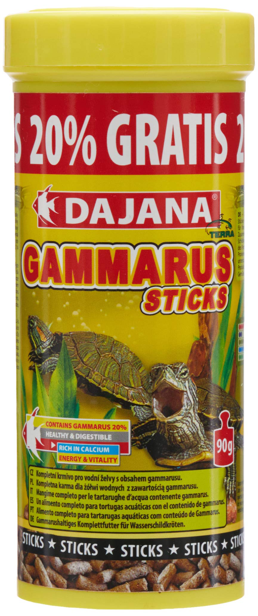Dajana Gammarus Sticks Kaplumbağa Yemi, Sebzeli, 250 Ml + 50 ML Promo 108 Gr