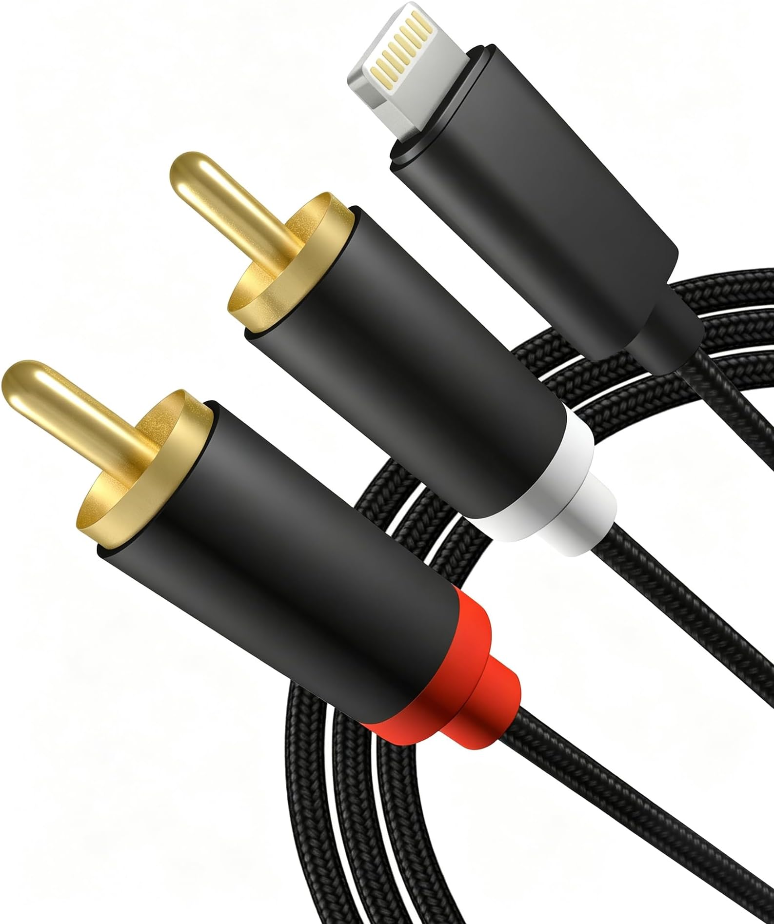 Apple MFi Certified Lightning to RCA Cable Audio Aux Adapter (6, 6, Feet) | 2-Male Y Splitter Aux Cord Compatible with iPhone 14 13 12 11 Pro XS XR X 8 7 for Amplifier, Car, Home Theater, Speaker