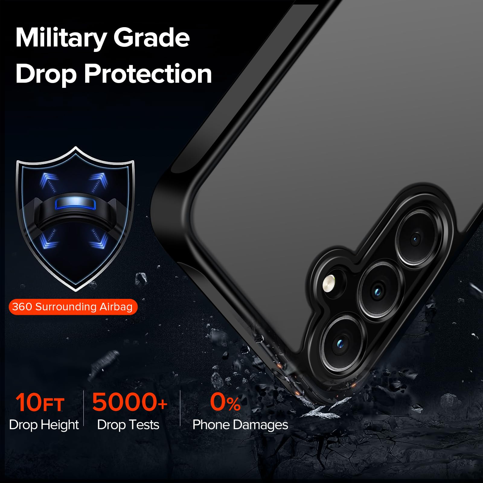 iVoler Cover Opaca per Samsung Galaxy A35 5G con 2 Pezzi Vetro Temperato, [Antiurto di Grado Militare] [Protezione Della Fotocamera] Custodia Traslucida Posteriore Sottile Anti-Impronte Case