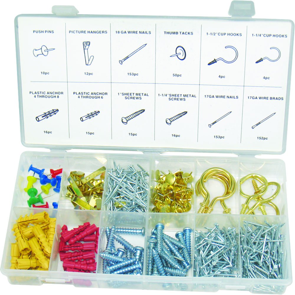 Swordfish Bildaufhänger & Schrauben-Sortiment – 600 Teile, In Sortierbox