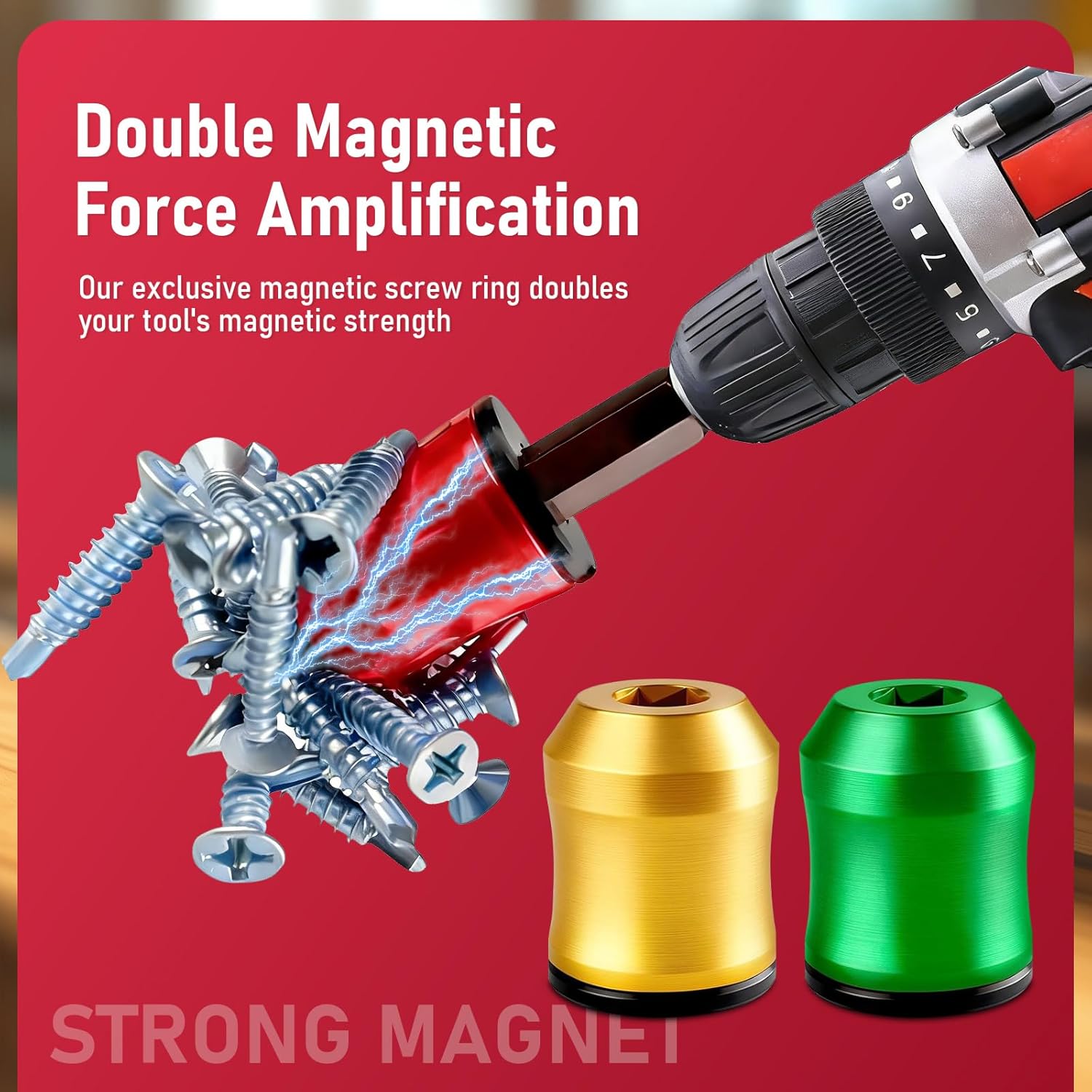 3PC Strong Screwdriver Head Magnetic Ring, Upgrade Strong Magnetic Screw Ring, Removable Magnetic Screw Holder for Power Bits & Hex Screwdrivers, Mechanics, Carpenters