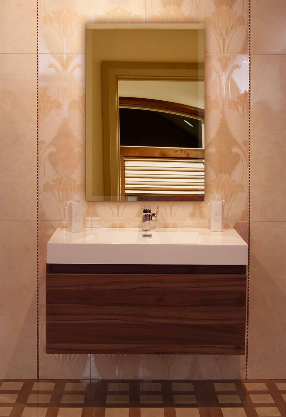 Flash Deals - 70% OFF Hamilton Hills Large Simple Rectangular Streamlined 1 Inch Beveled Wall Mirror Premium Silver Backed Rectangle Glass Panel Vanity, or Bathroom Hangs Horizontal & Vertical Frameless (20 W x 30 H)