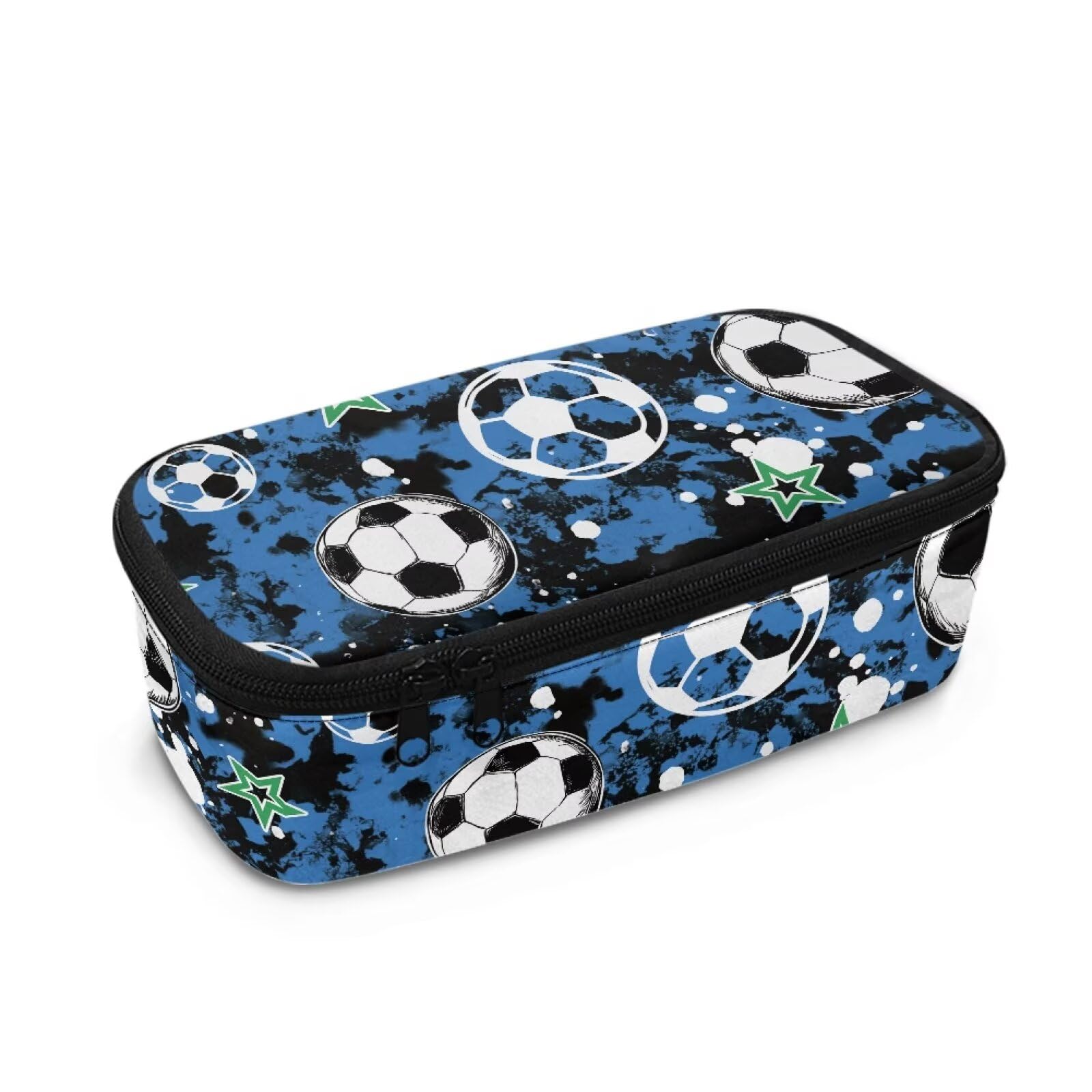 TOADDMOS Blue Camo Footballs Pencil Case Pen Box Pen Bag Boys Big Capacity Office Stationery Organizer Small Tool Pouch Bag with Smooth Zipper for Office Travel School