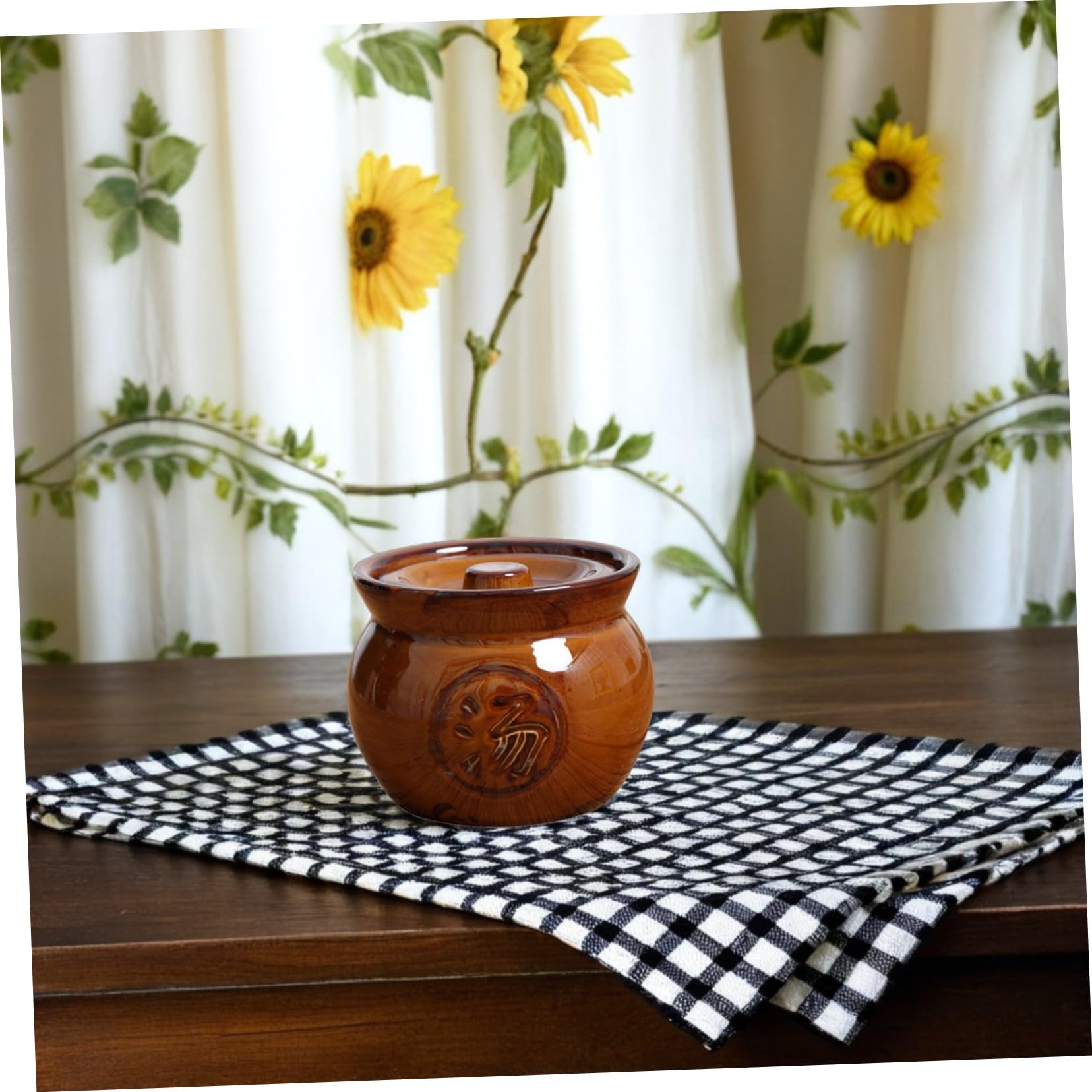 Zerodeko Pentole in Terracotta per Zuppa 2 Pezzi da 350ml con Coperchio, Resistente ad Acidi e Alcalini, Conservazione del Calore, Design retrò Antico per Cucina Domestica