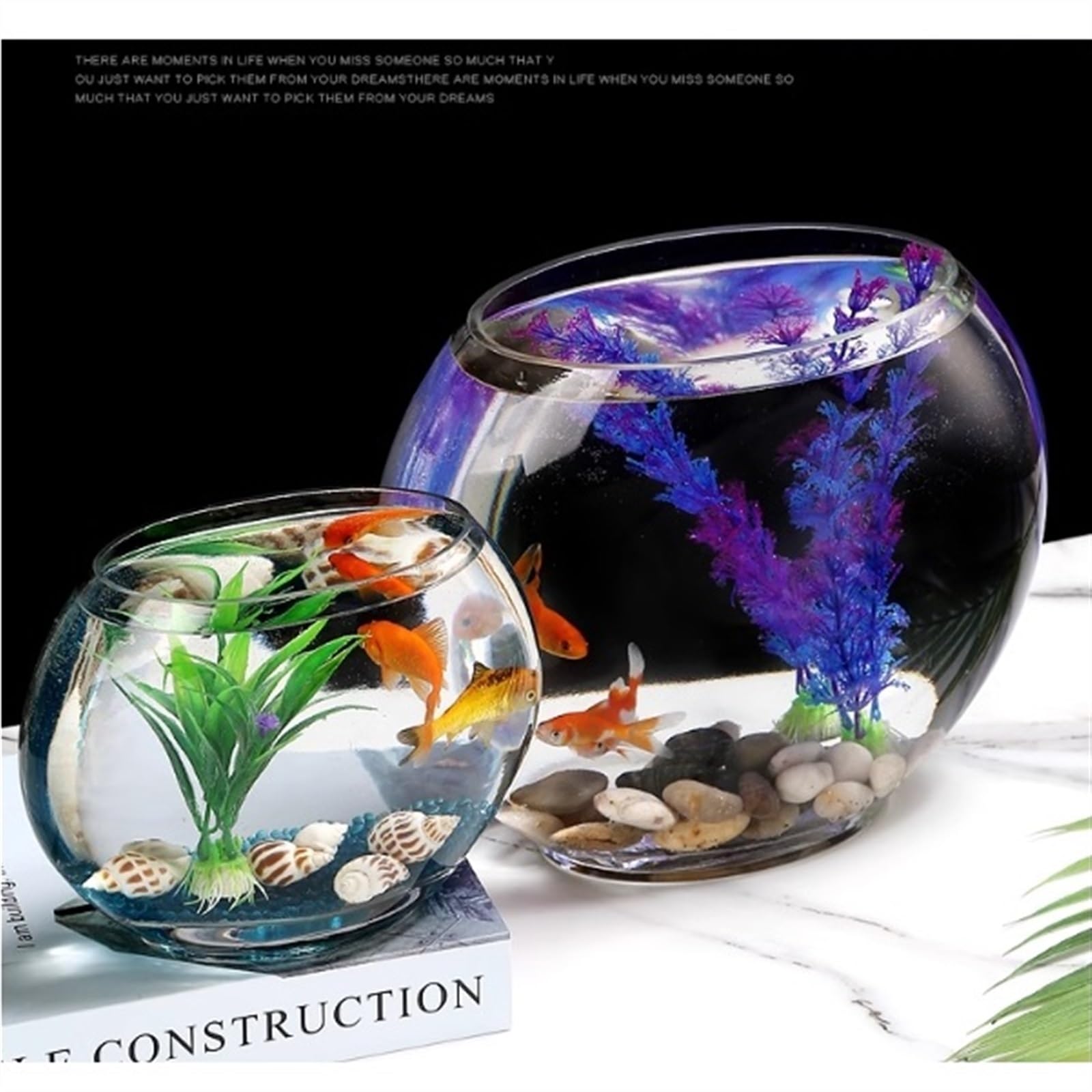 Acquario Acquario Creativo in Vetro Ovale for Piccoli Pesci Rossi, Decorazione Desktop for la casa, Acquario in Vetro Trasparente Boccia per Pesci(Grande)
