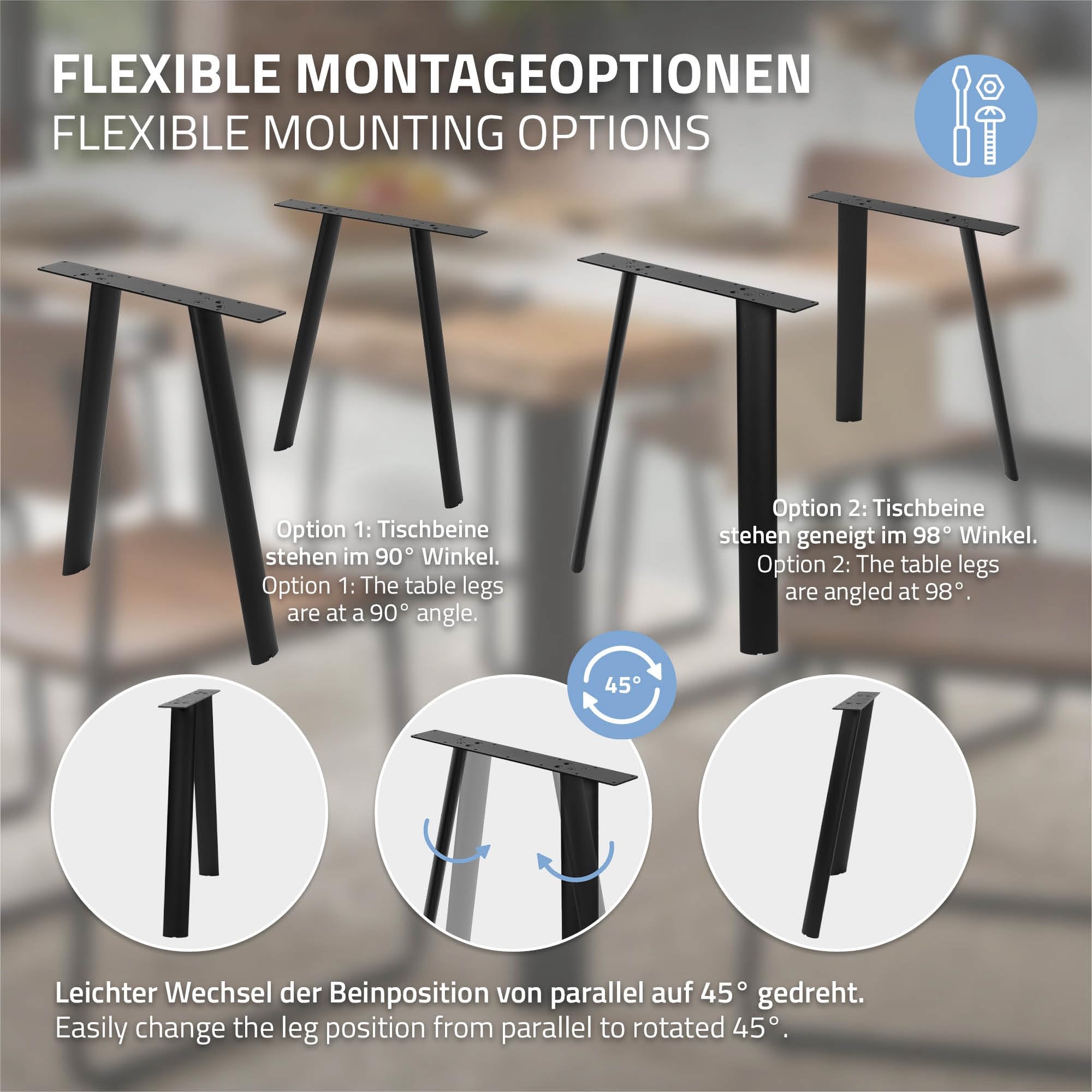 ML-Design 2X Patas para Mesa Metálicas, Soportes de Mueble para Comedor y Escritorio, Forma de A en Acero, 60x72cm, para Exterior Resistentes a la Intemperie, Perfil Ovalado, Altura Ajustable, Negro