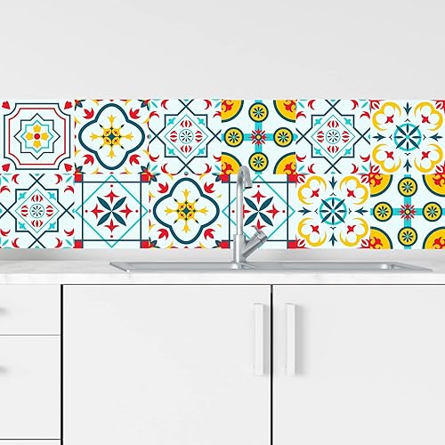 Miniatura 4 de 24 calcomanías decorativas para azulejos de 6 x 6 pulgadas, calcomanías de vinilo removibles para azulejos de pared de baño, cocina, escalera