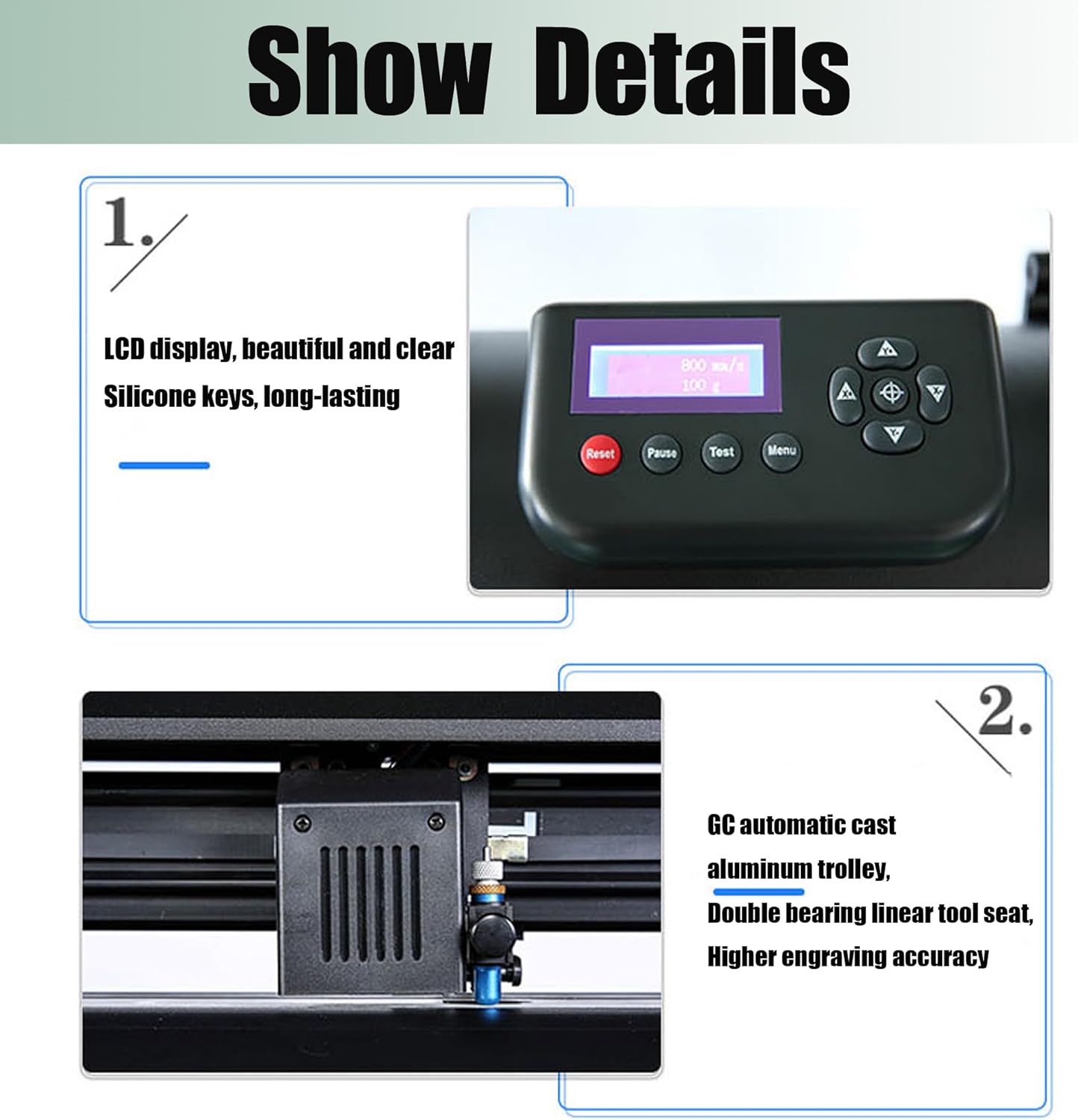 Vinyl Cutter Plotter 24 inch Automatic Edge Patrol 500g Cutting Plotter with LCD Display Plotter DIY Vinyl Printer Cutter Machine with USB2.0 and U Disk Port Adjustable Force and Speed 110V