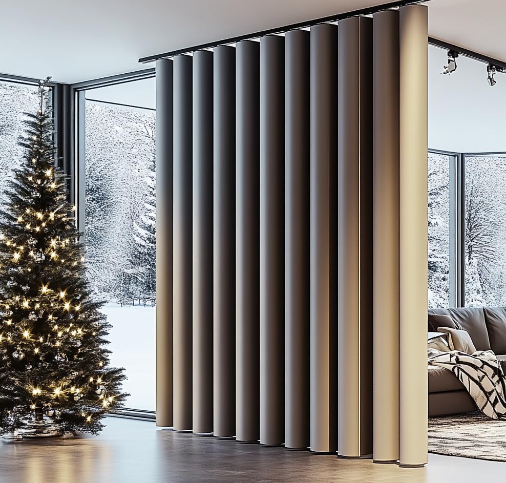PANOVOUS Rod Pocket Room Divider Curtains for Ceiling Track, Blackout Curtains with Hooks