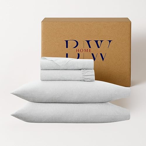 Briarwood Home - Juego de sábanas en tejido de jersey, 4 piezas de 100% algodón, juego de cama de lujo transpirable, sábana bajera alta y de ajuste