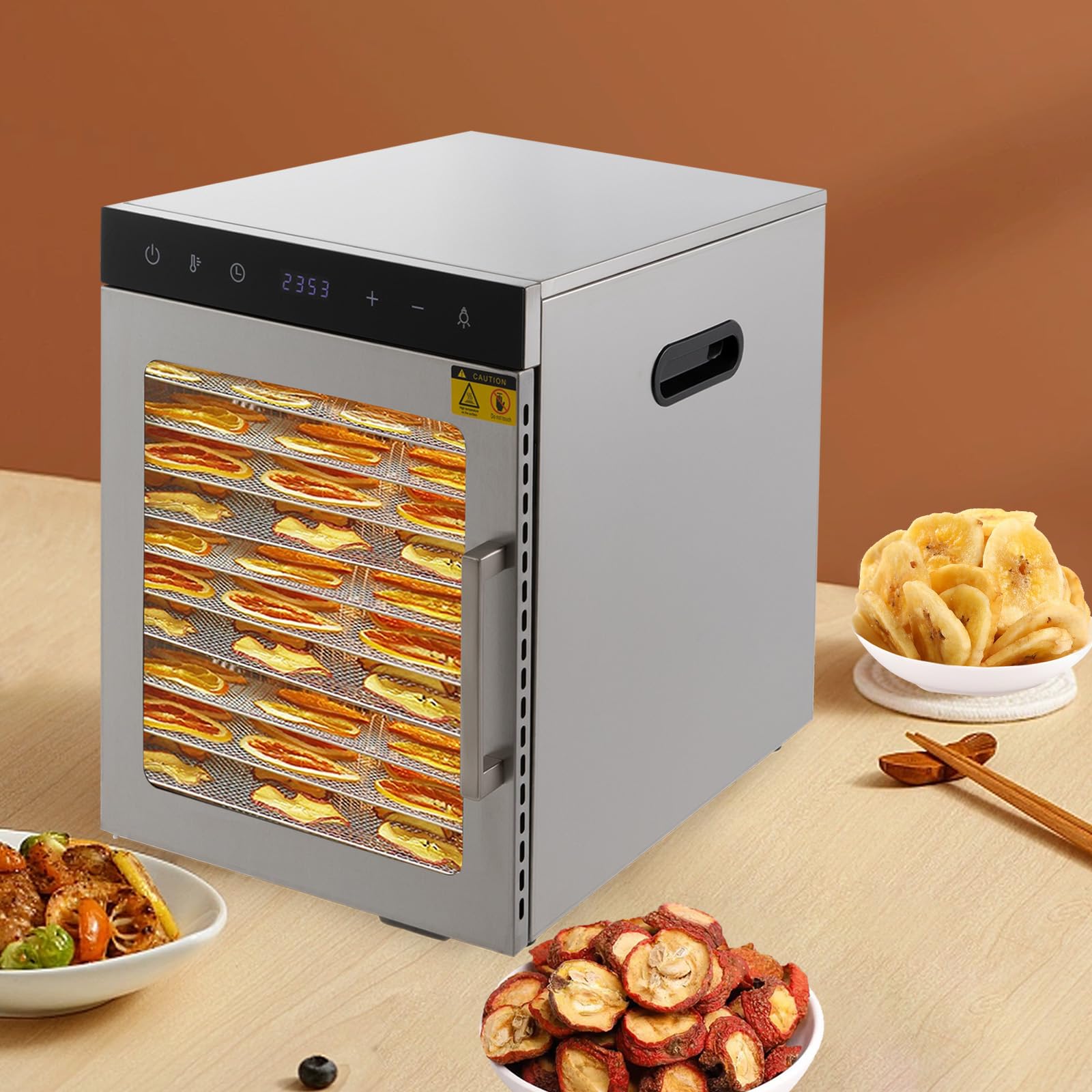 Deshidratador de Alimentos,Desidratadoras de Alimentos,Deshidratador de acero inoxidable, 800 W, secador de congelación, 34,5 x 35 x 43 cm, deshidratador de verduras, secador de frutas