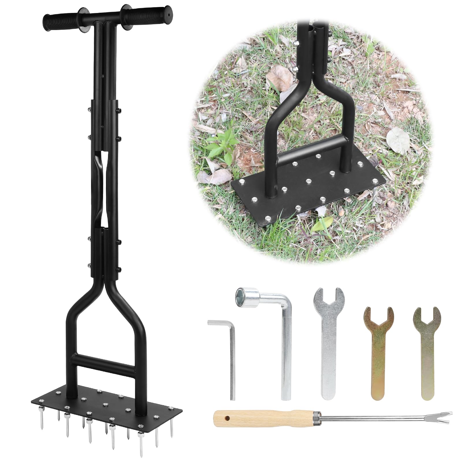 lalago 93cm Arieggiatore Manuale con 15 Denti Solidi e Attrezzi per Il Giardinaggio, Arieggiatore a 15 Punte, Arieggiatore per Giardino per la Cura del Prato o del Cortile con Terreno Compattato