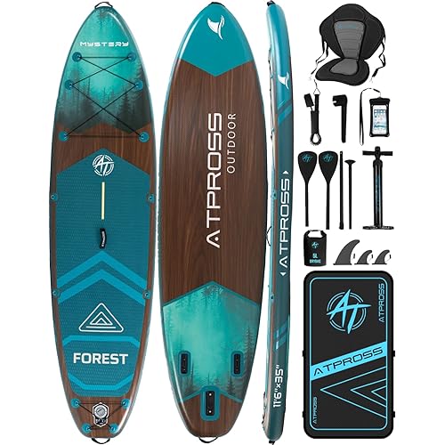 11'6"x35" Inflatable Paddle Board, 450lbs Extra Wide Stand Up Paddleboard for Adults with Premium SUP Accessories Kit & Backpack, Blow Up Kayak Non-Slip Stable Deck Boat for Yoga Fishing Surf