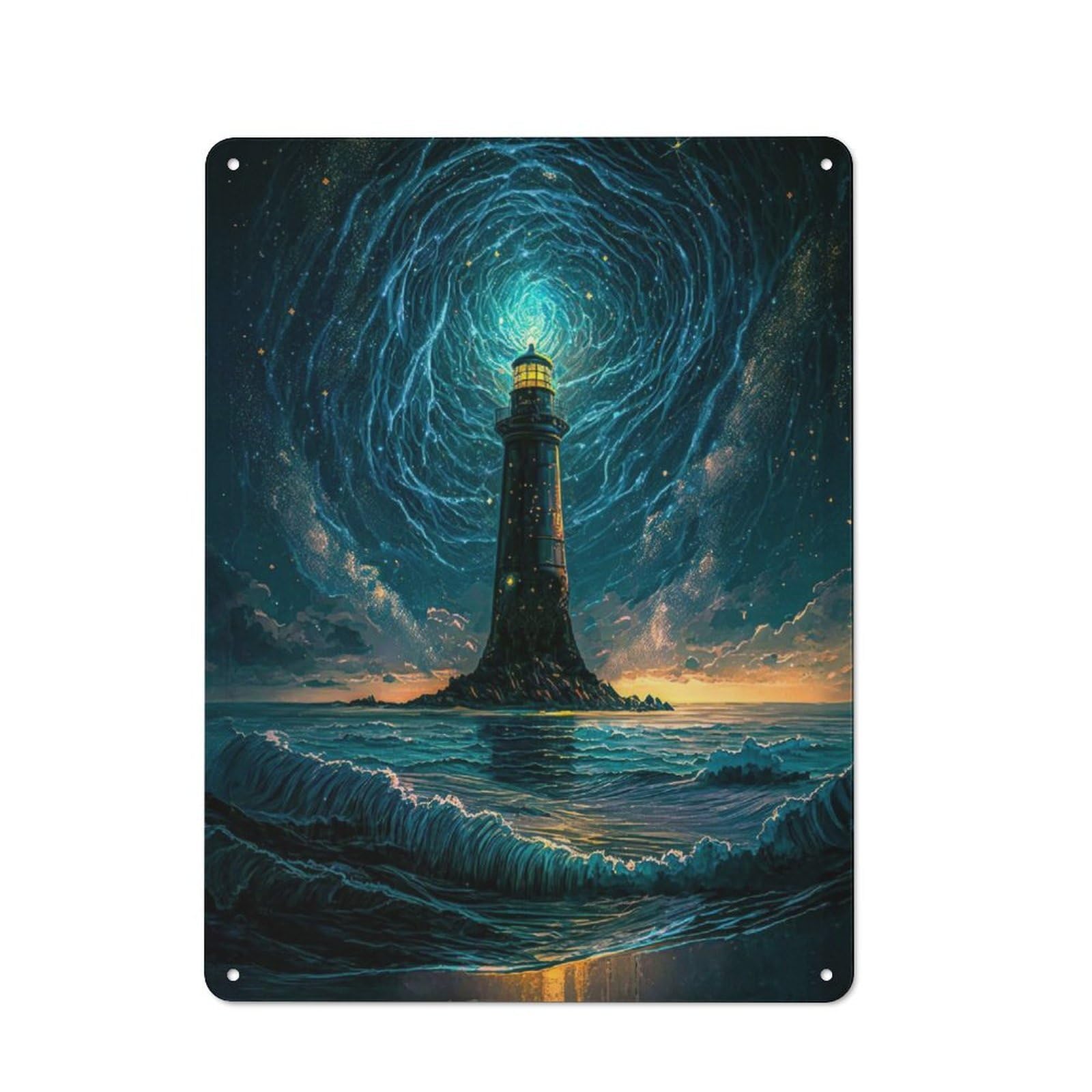 Junmoney Lighthouse Rustic Metal Plaque 40X30cm For Hobby Room Or Studio, For Vintage Wall Decor Fans, For Garage And Workshop Walls