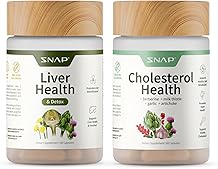 Snap Supplements Liver Health & Detox & Cholesterol Health Supplement Bundle Supports Heart, Liver, Digestive and Metabolic Health, 60 Vegetarian Capsules Each 2-Pack,1 Month Supply