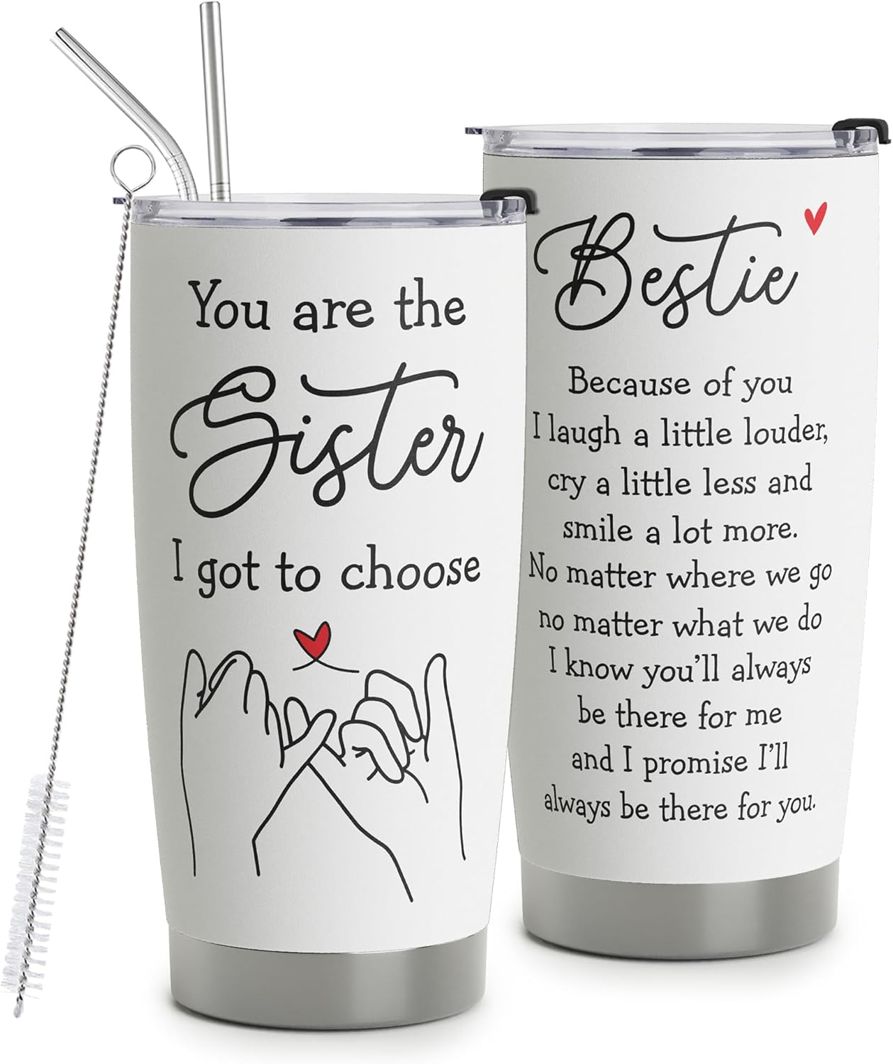 Best Friend Tumblers - 20oz Travel Cups for Besties and Friends - Bestie Birthday Gifts