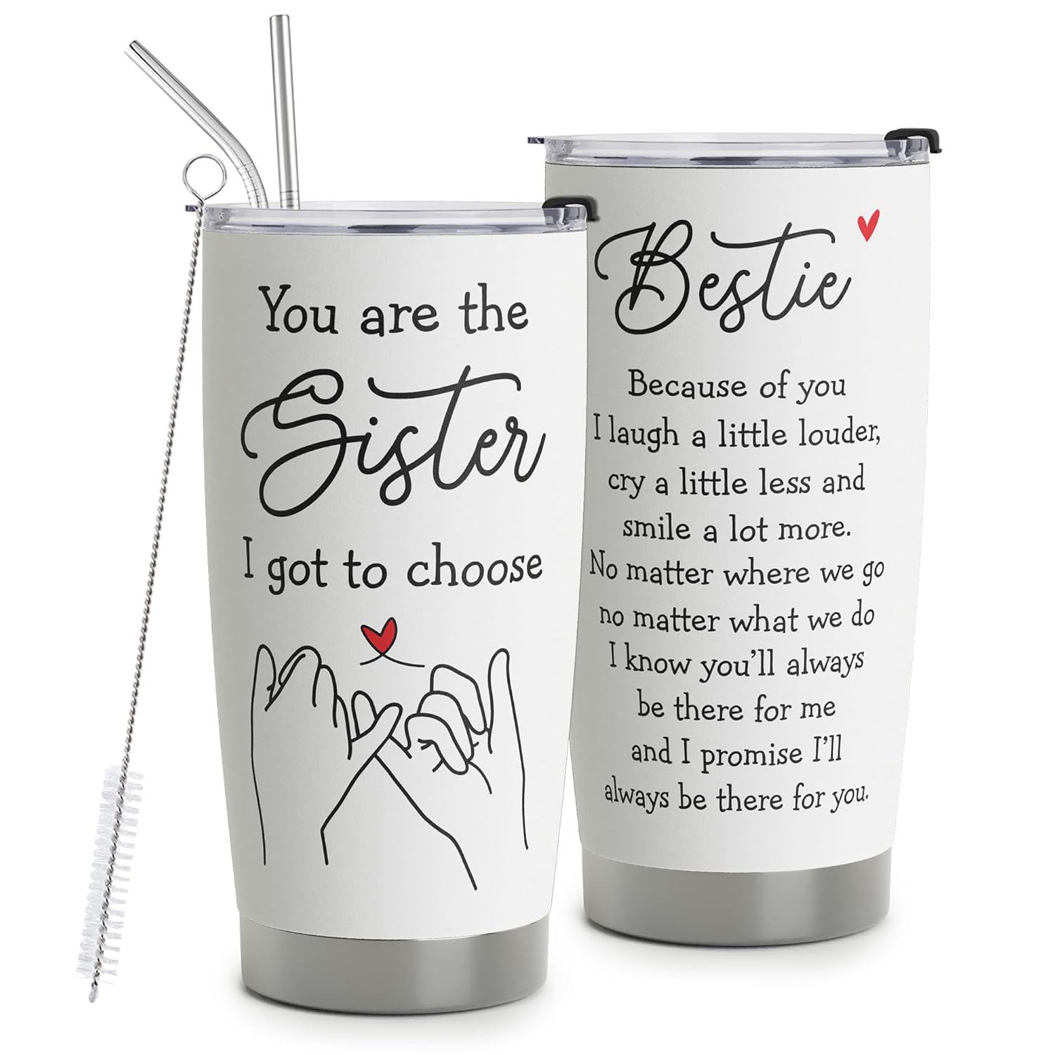 HOMISBES Best Friend Tumblers - 20oz Travel Cups for Besties and Friends - Bestie Birthday Gifts