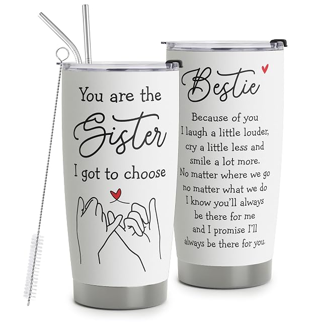 HOMISBES Best Friend Tumblers - 20oz Travel Cups for Besties and Friends - Bestie Birthday Gifts