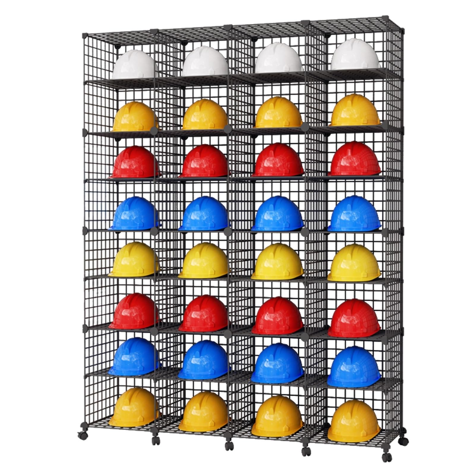 helmhalterung wand Stapelbare Aufbewahrungsboxen Für Schutzhelme Aus Metall Mit 32 Würfeln, Groß, Organizer Für Die Platzierung Von Schutzhelmen In Der Werkstatt(Black)