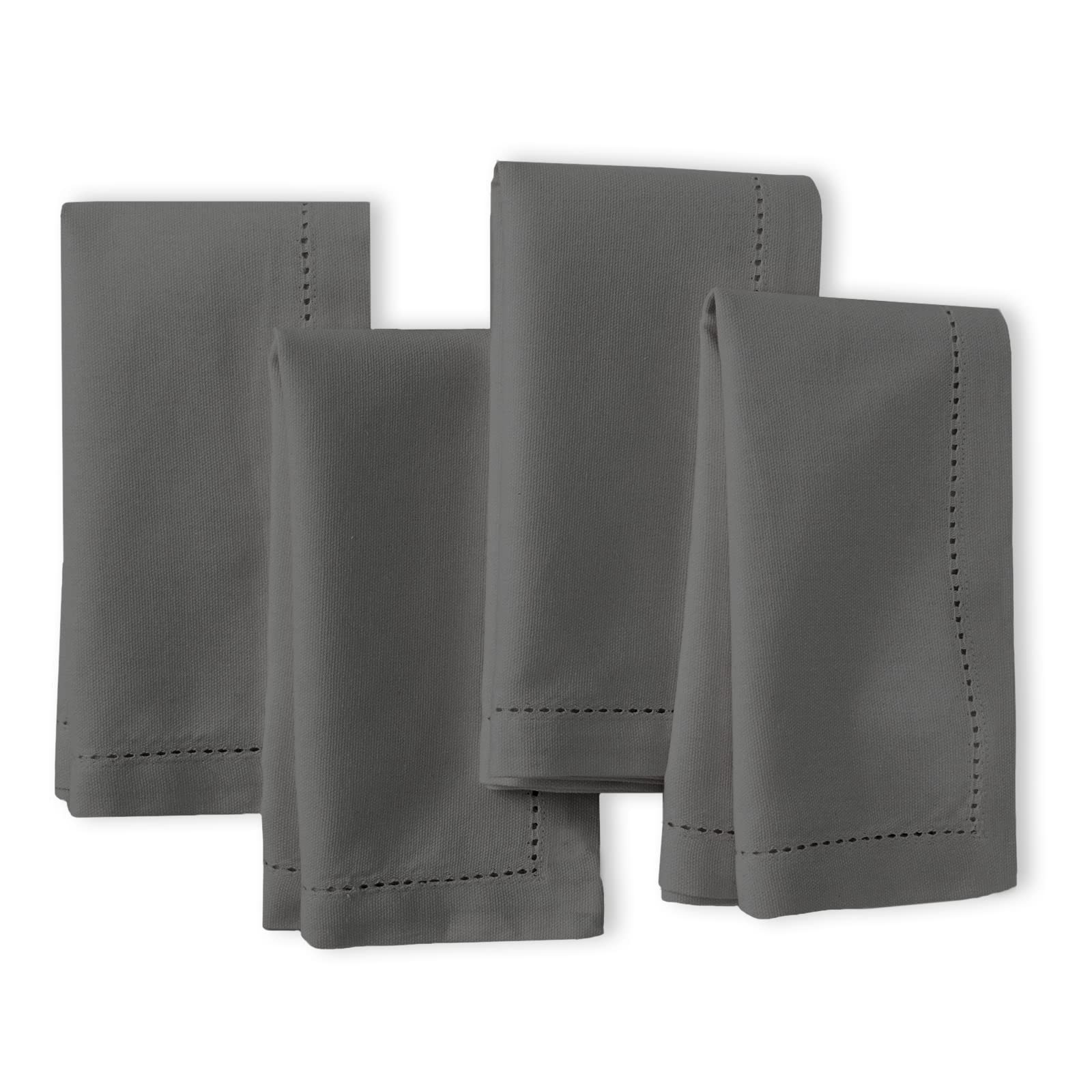 Encasa Homes 100% Pure Cotton Hemmed Sewing Dining Table Napkins, Size 43 x 43 cm (Square) - Grey - Set of 4 | Perfect for Parties, Home, Cafes, Restaurants and Hotels - Machine Washable