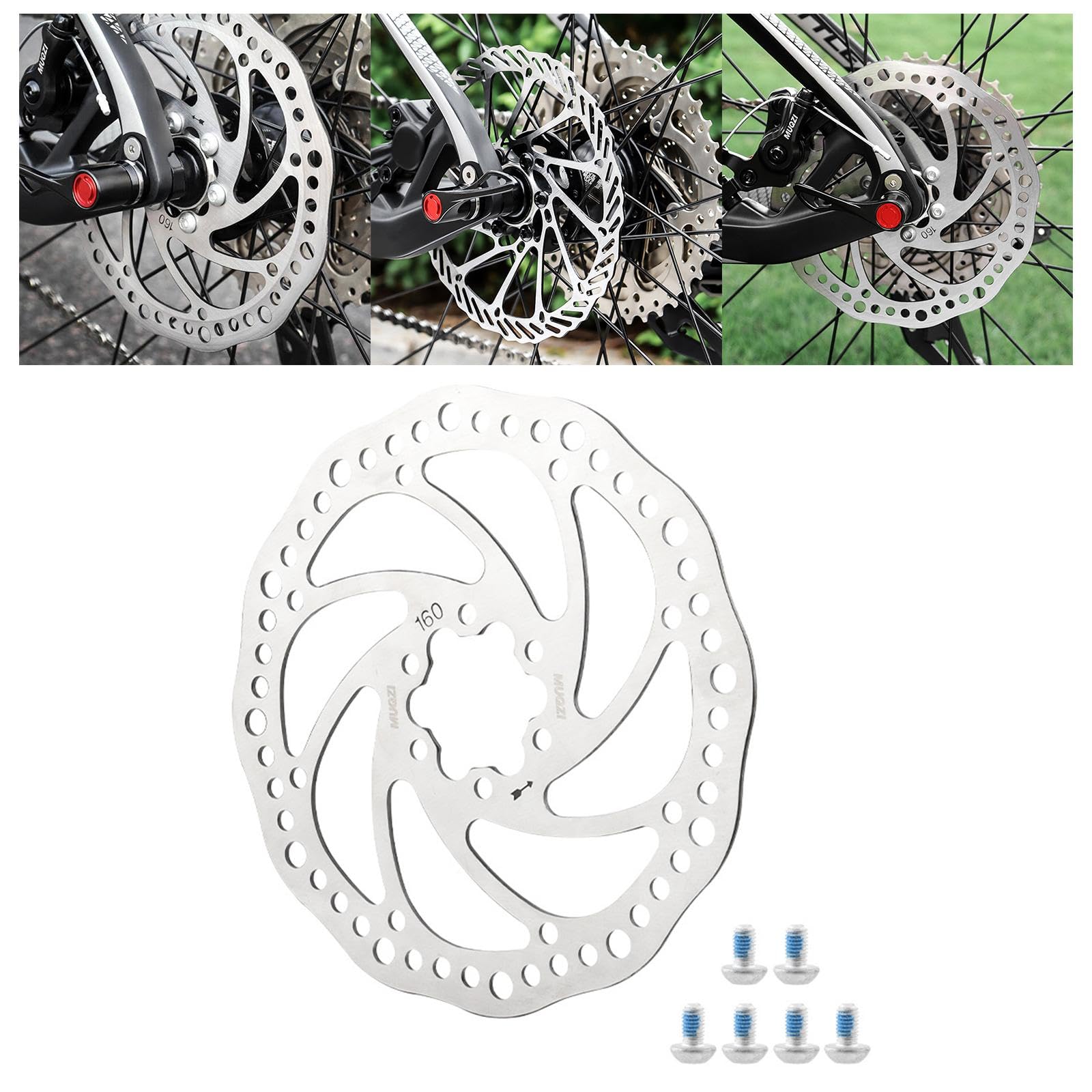 Disco de Freno Bicicleta Rotor Disco Rótor Accesorio Acero Inoxidable con Diseño Aligerado Y Orificios de Ventilación para Enfriamiento